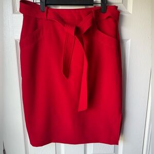 Banana Republic Vibrant Red pencil skirt with tie. Size 6